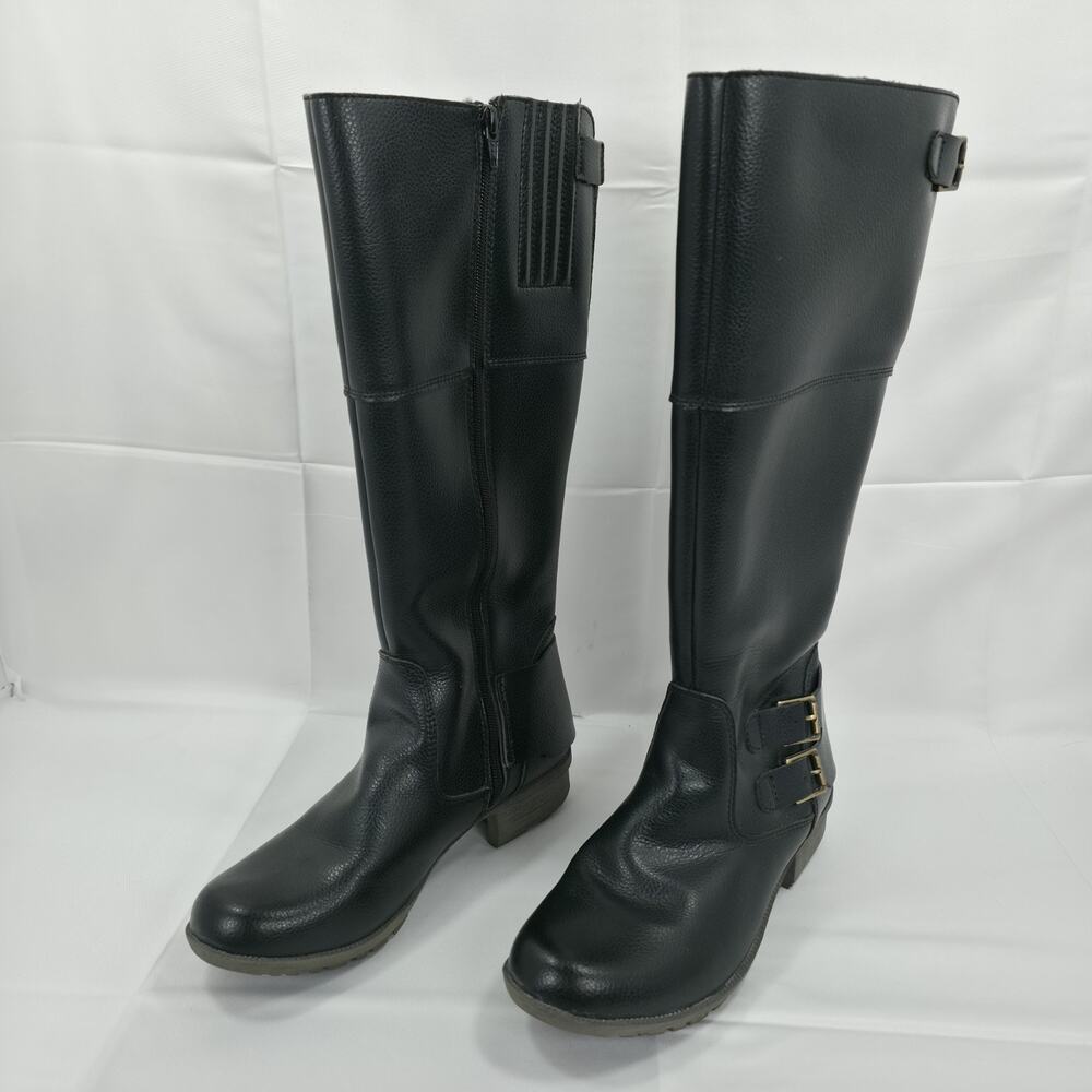 Clarks Riddle Phrase Black Leather Knee High Riding Boots Size 8 Equestrian